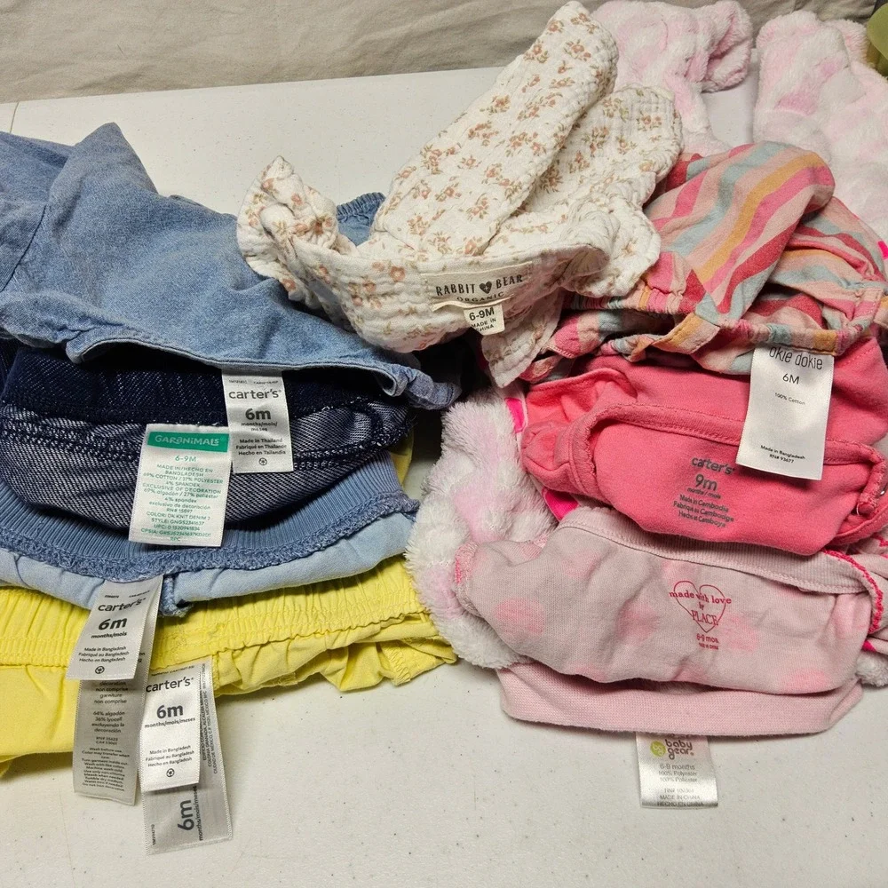 Baby Girl 6M Clothing Lot - Carter's, Rabbit & Bear, Okie Dokie - 9 Piece Bundle